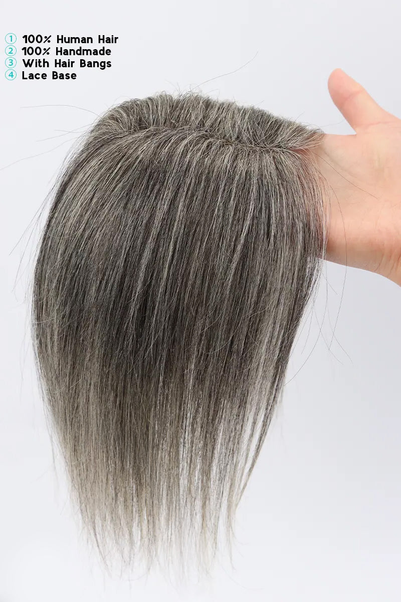 Aria Handmade Human Hair Topper Dark Grey #1B50
