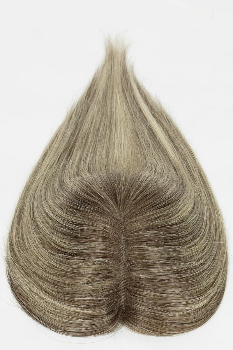 Mona Handmade Human Hair Topper Brown Blonde with Medium Brown Root #T4/6/613