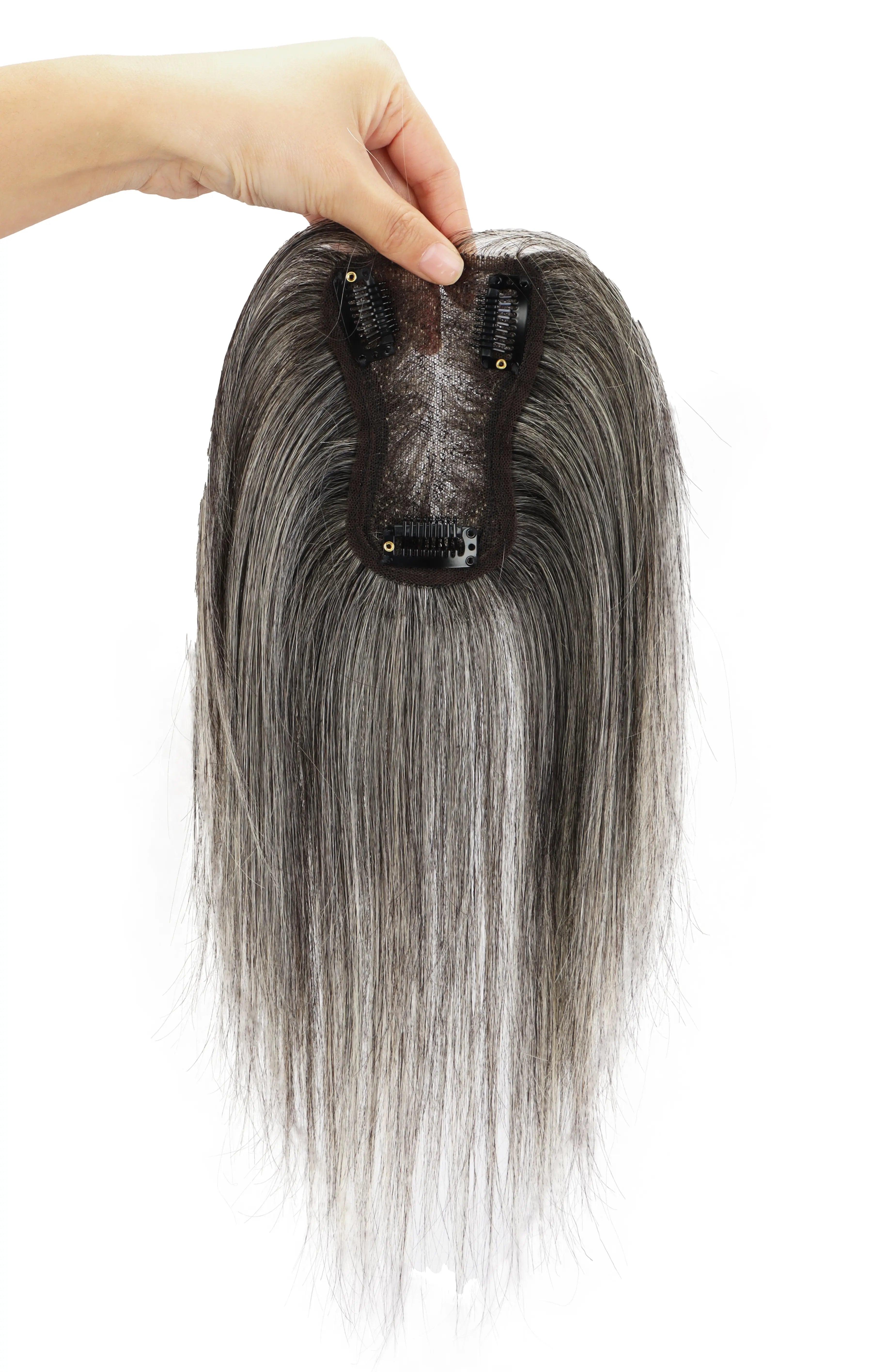 Aria Handmade Human Hair Topper Dark Grey #DG