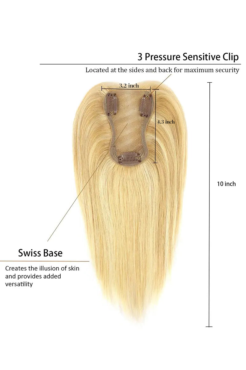 Aria Handmade Human Hair Topper Warm Blonde with Highlights #P27/613
