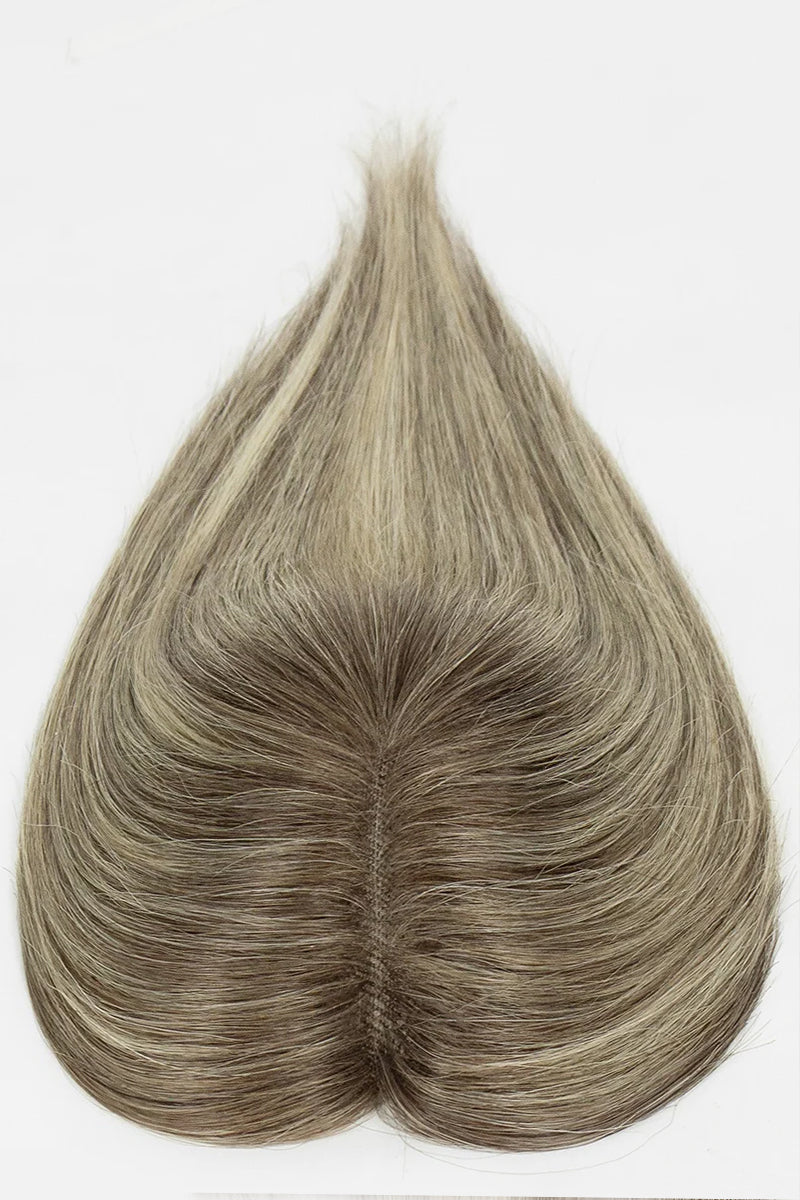 Aria Handmade Human Hair Topper Brown Blonde with Medium Brown Root #T4/6/613