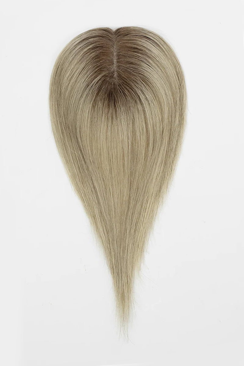 Aria Handmade Human Hair Topper Ombre Medium Brown Root to Blonde #T4/M616