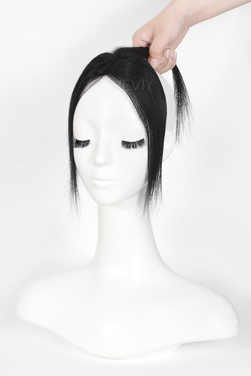 Vera Thin Breathable Lace Human Hair Topper Dark Black #1