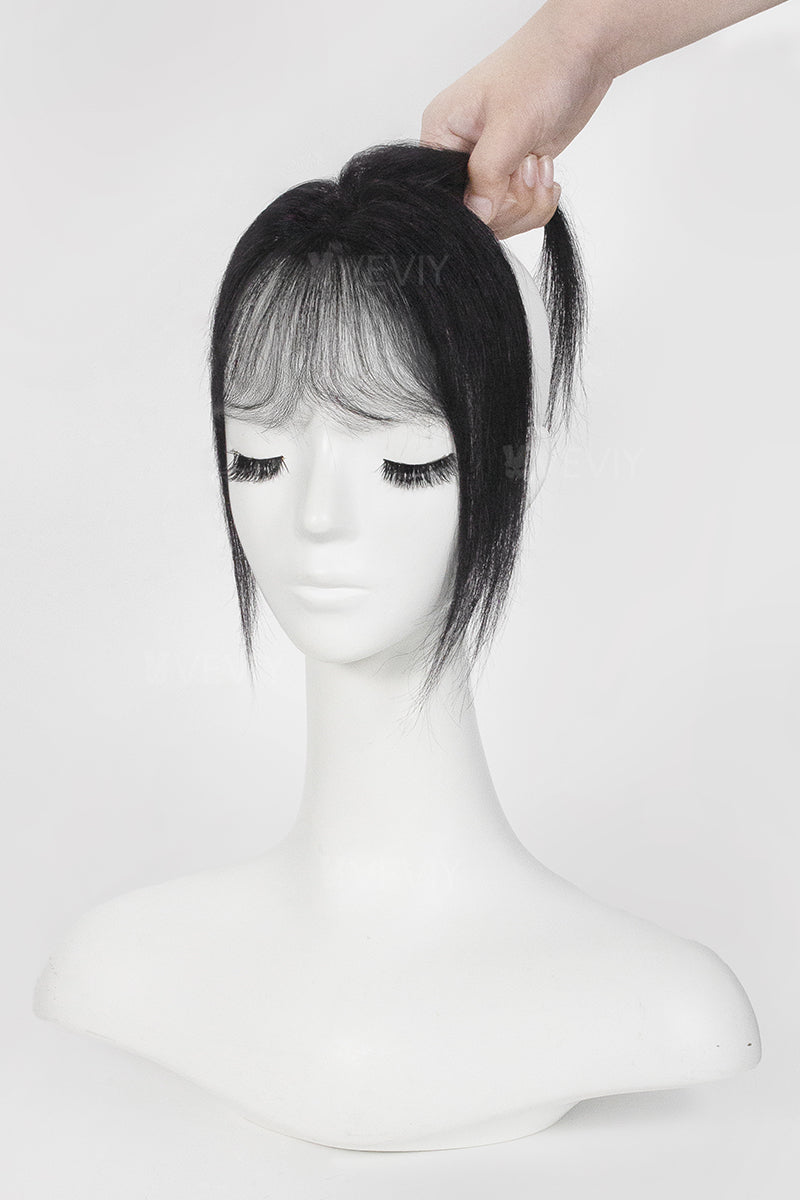 Vera Thin Breathable Lace Human Hair Topper with Bangs
