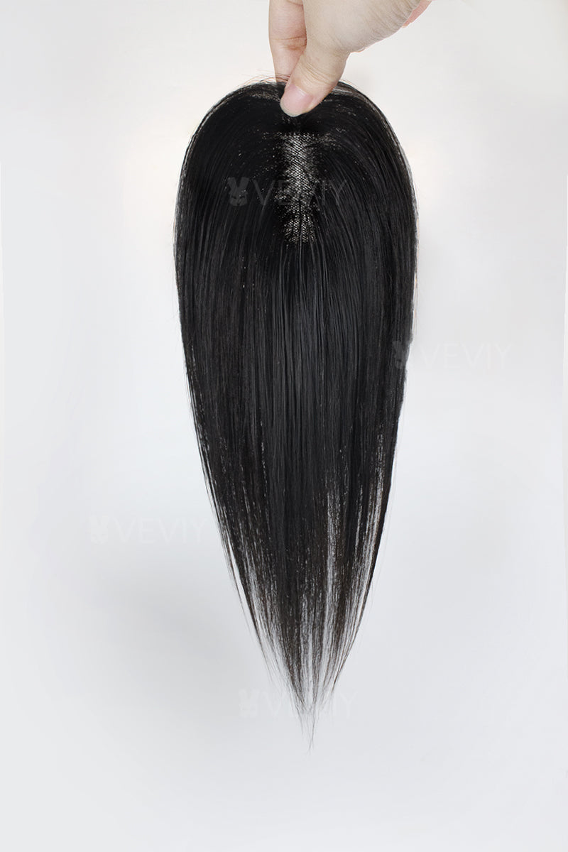 Vera Thin Breathable Lace Human Hair Topper Dark Black #1