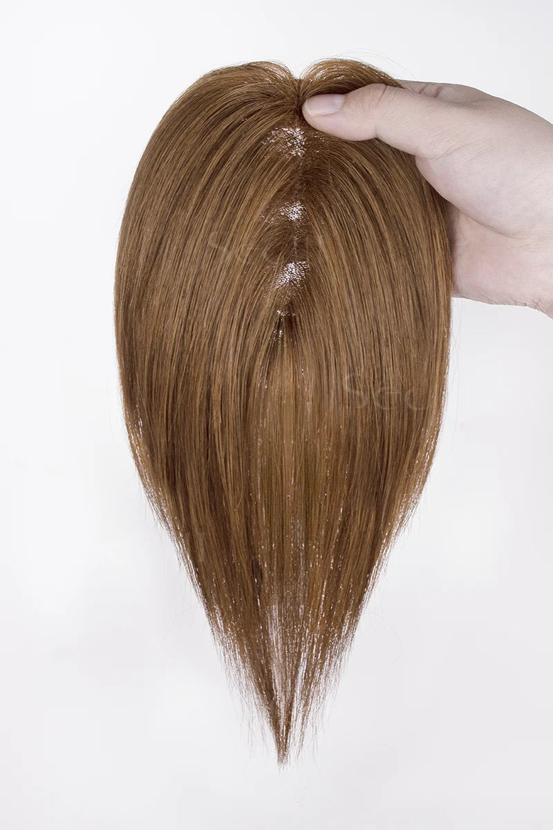 Aria-B Handmade Human Hair Topper with Hair Bangs