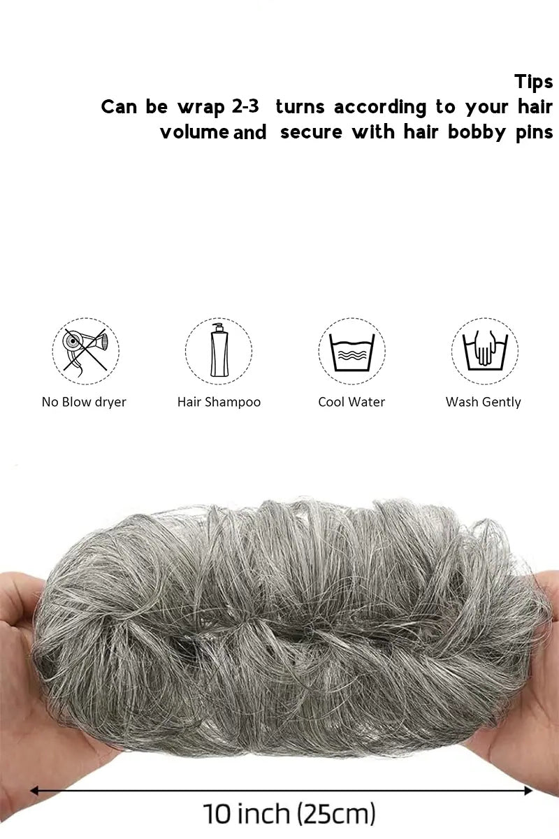 Messy Bun Hair Piece Light Brown Grey
