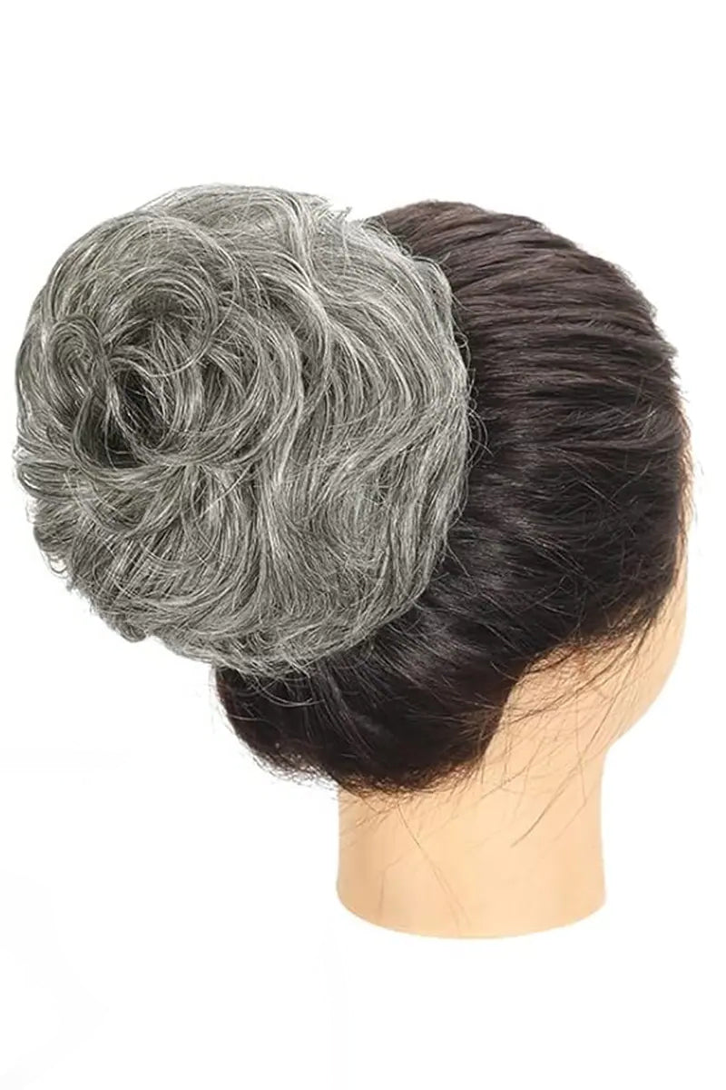 Messy Bun Hair Piece Light Brown Grey