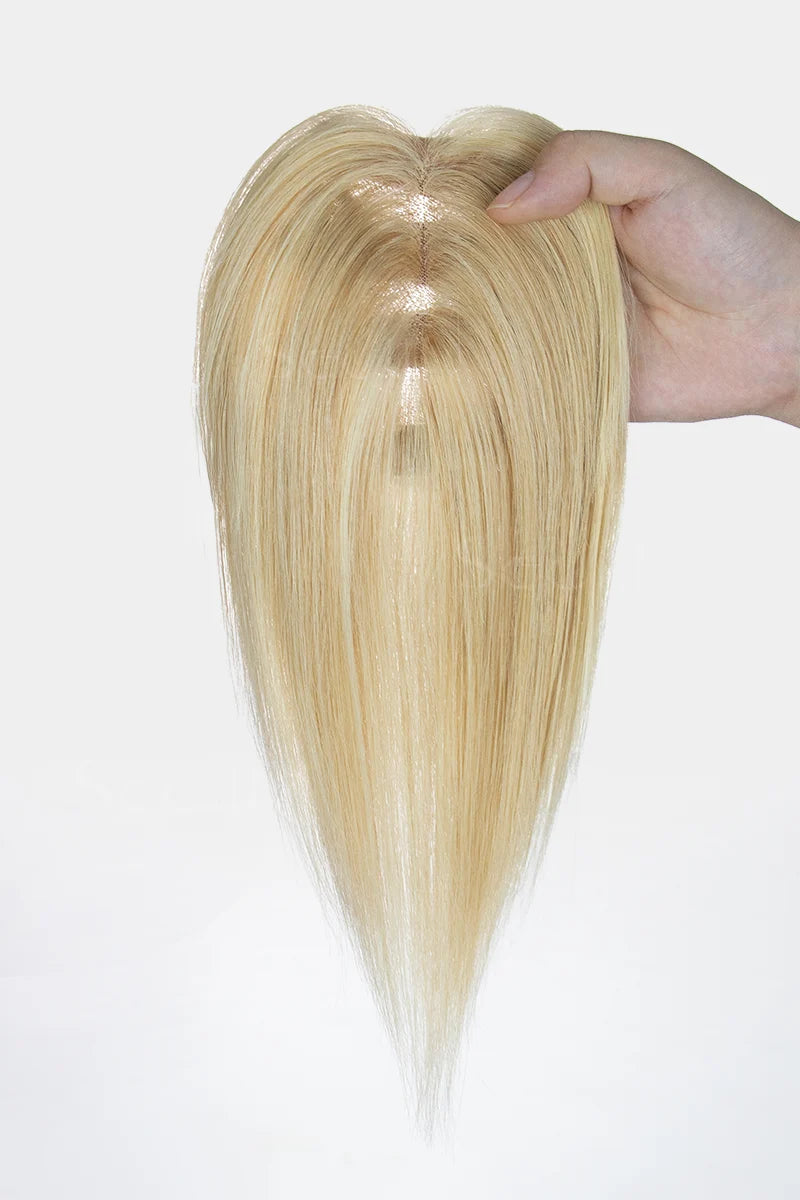 Aria-B Handmade Human Hair Topper with Hair Bangs
