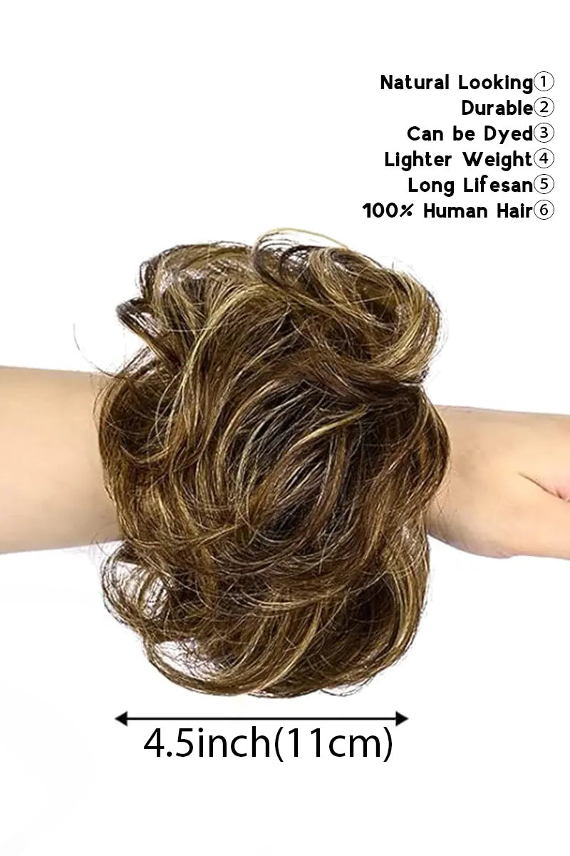 Messy Bun Hair Piece Medium Brown with Highlights #P4/27