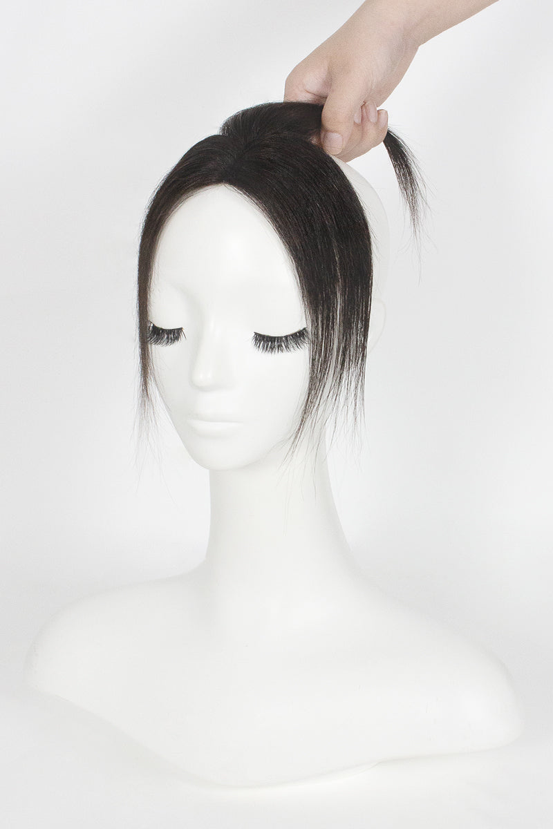 Vera Thin Breathable Lace Human Hair Topper Natural Black #1B