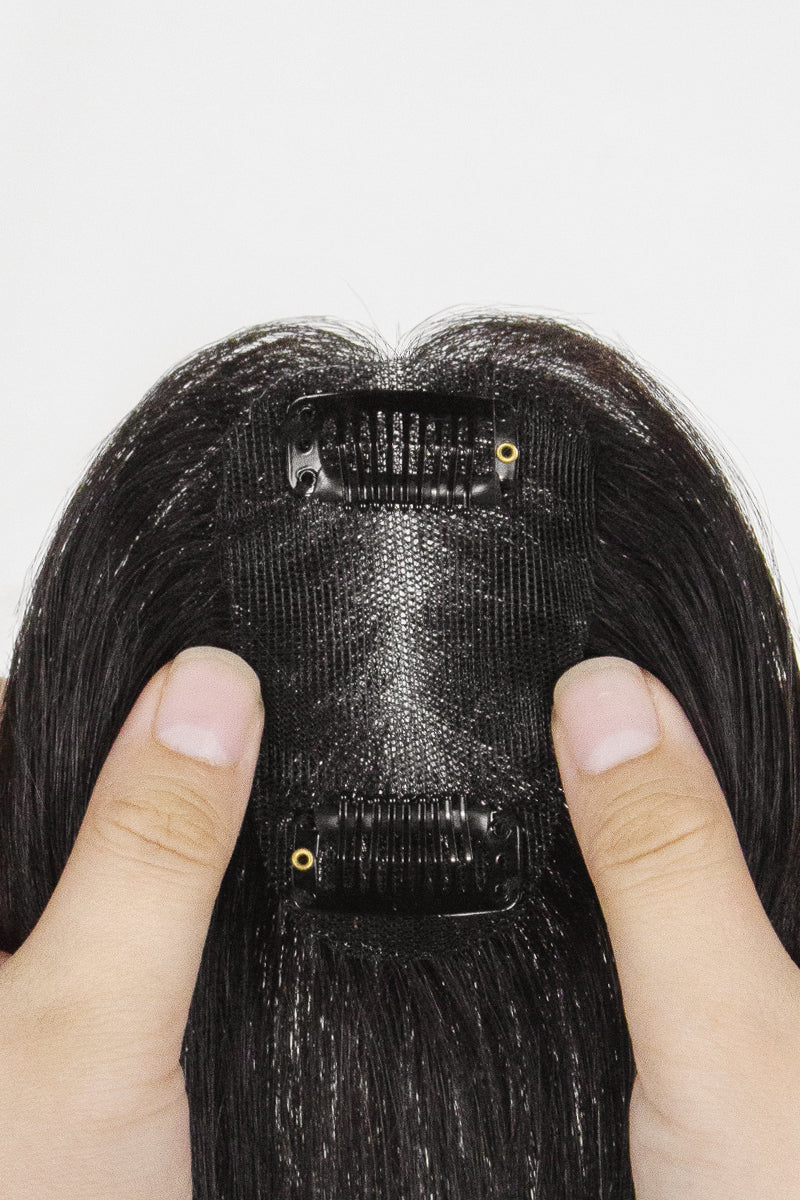 Vera Thin Breathable Lace Human Hair Topper Natural Black #1B