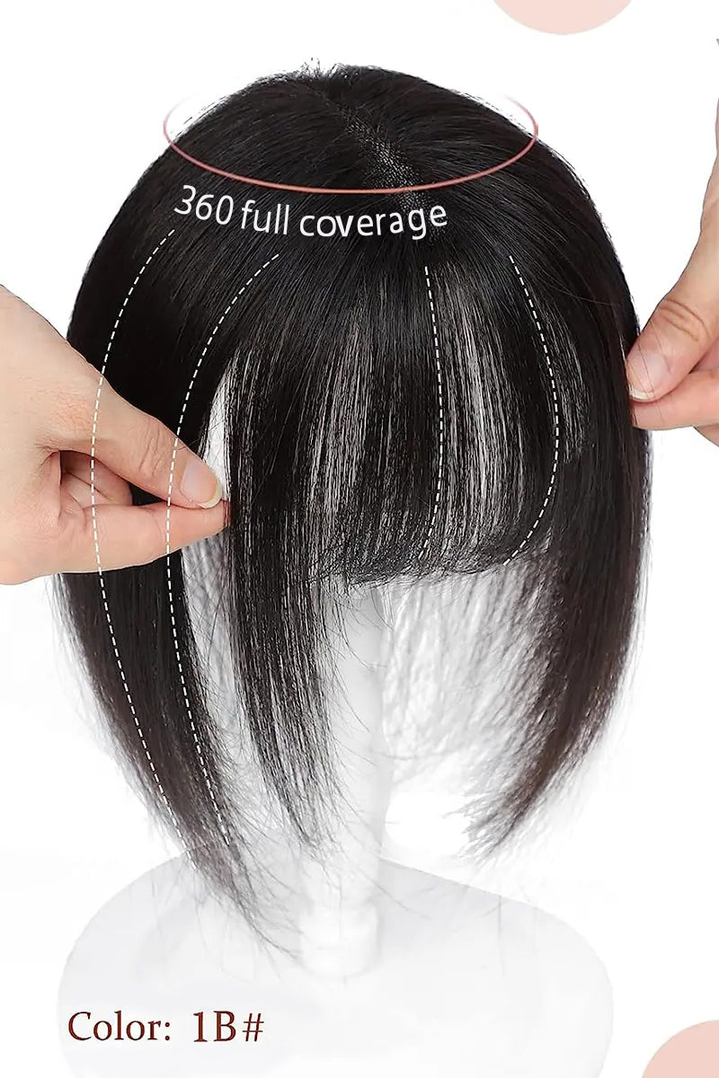 Aria-B Handmade Human Hair Topper with Hair Bangs