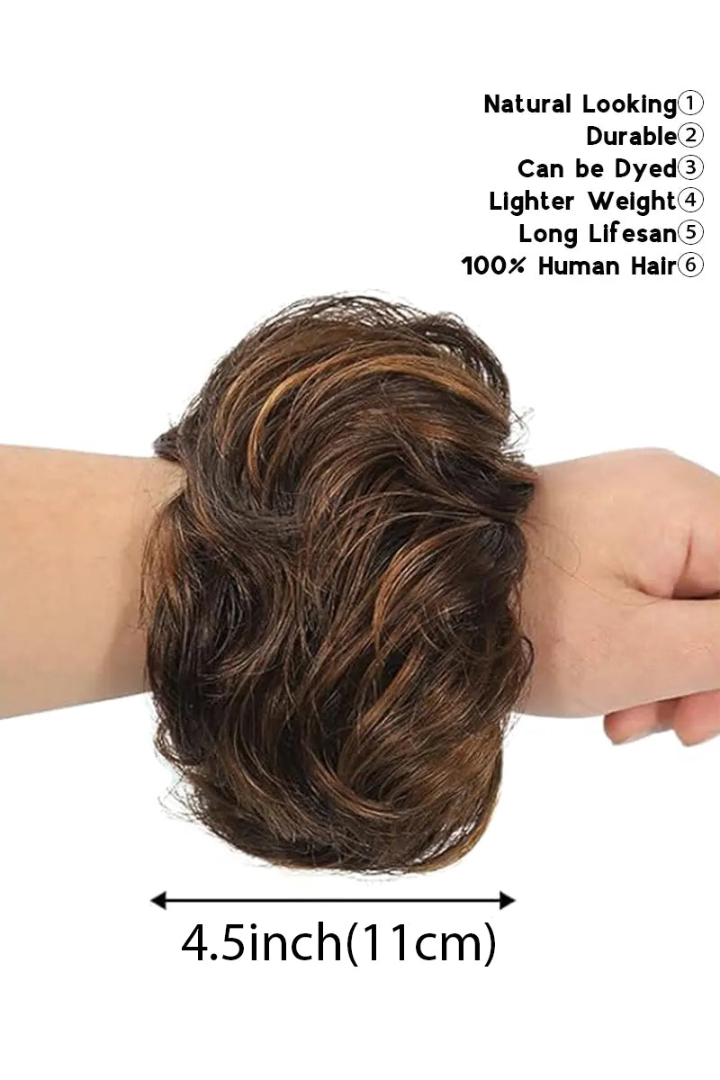 Messy Bun Hair Piece Medium Brown with Golden Highlights #2/33