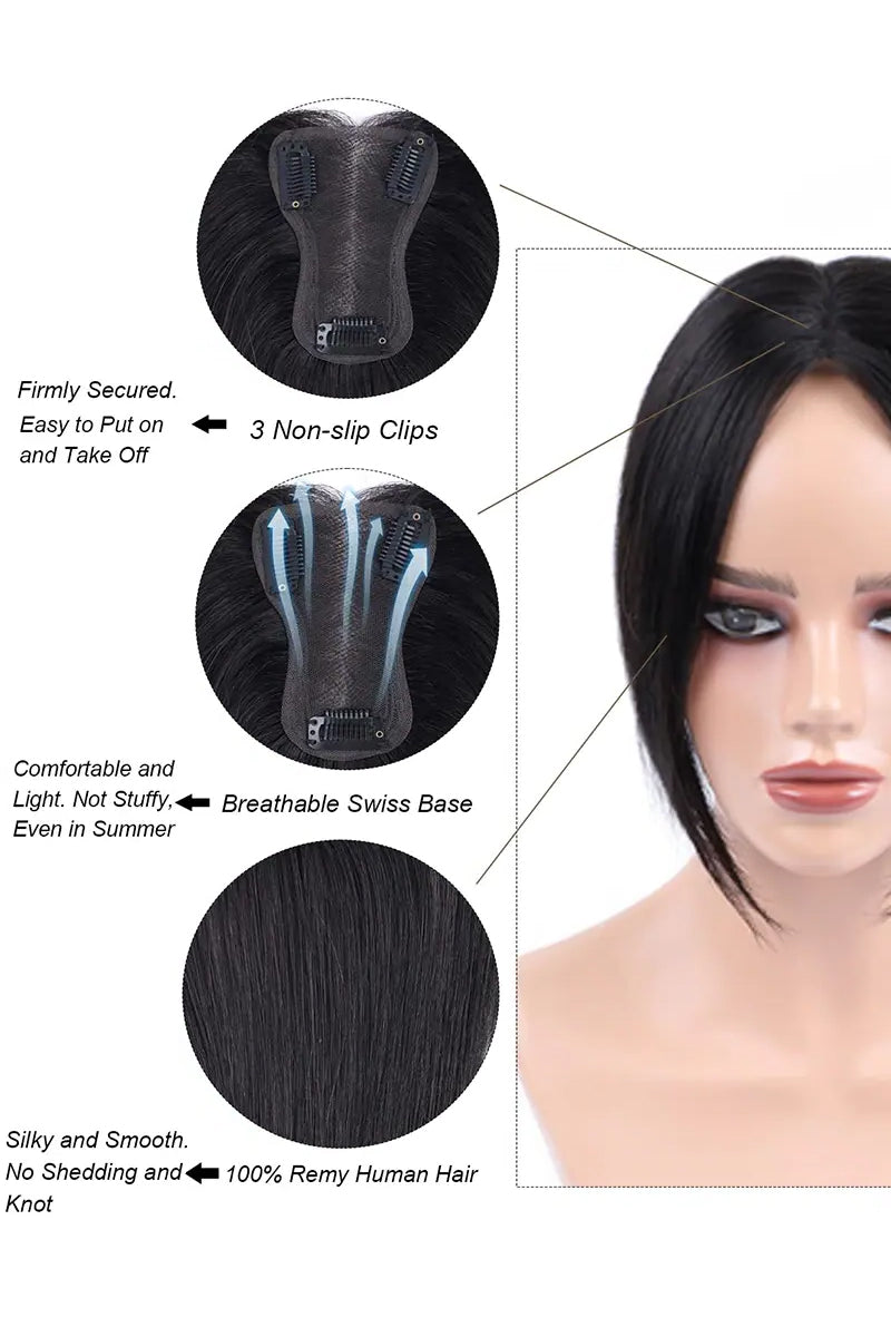 Aria Handmade Human Hair Topper Natural Black #1B
