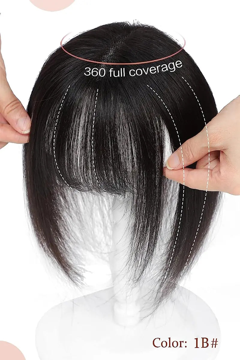 Aria-B Handmade Human Hair Topper with Hair Bangs
