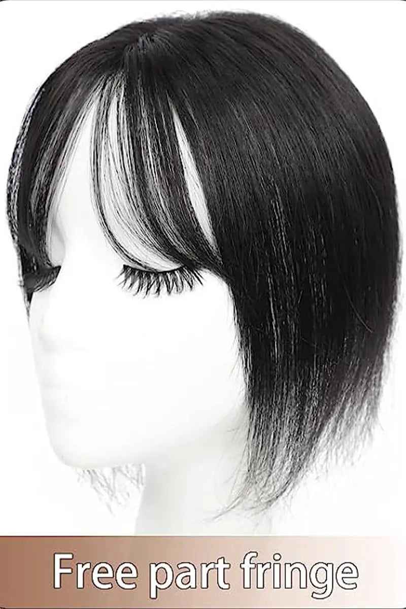 Aria-B Handmade Human Hair Topper with Hair Bangs