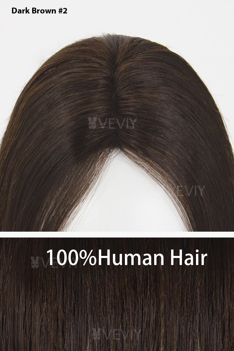 Vera Thin Breathable Lace Human Hair Topper Dark Brown #2