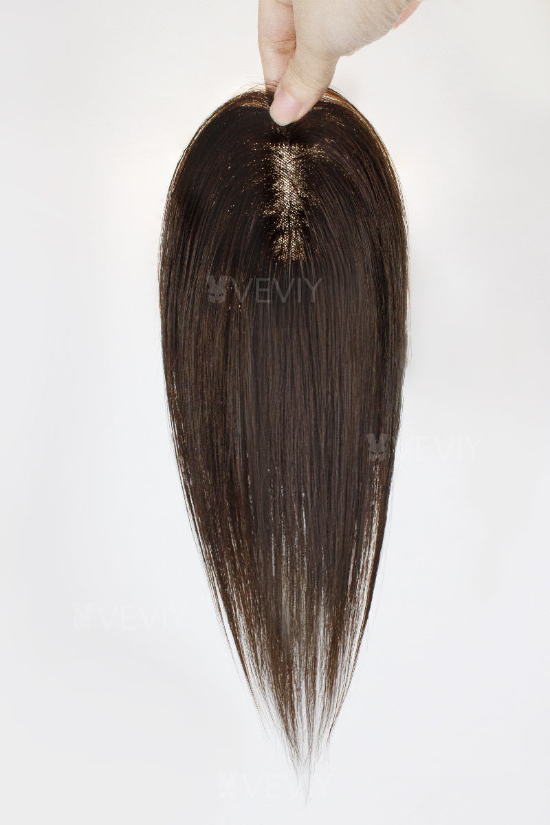 Vera Thin Breathable Lace Human Hair Topper Dark Brown #2