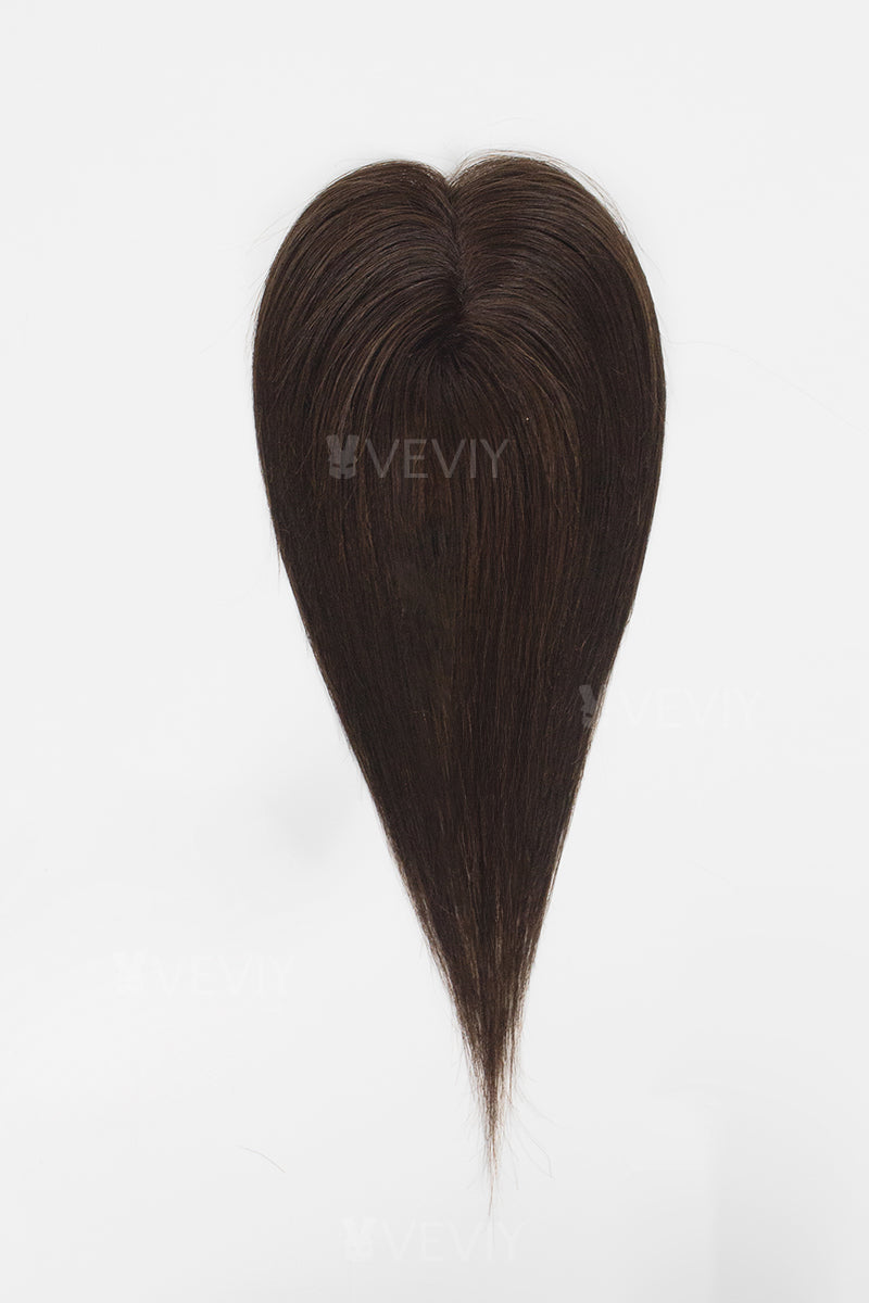 Vera Thin Breathable Lace Human Hair Topper Dark Brown #2