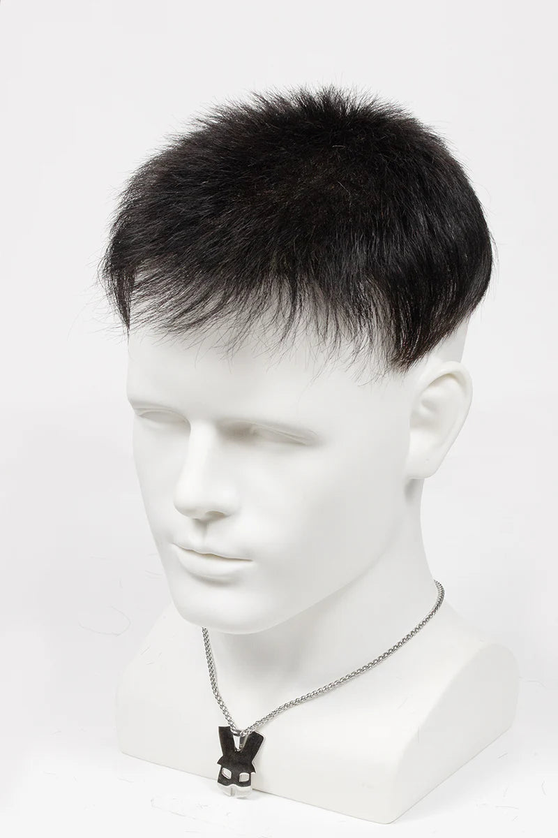 Justin Pre-Cut Men's  Hairstyle Black blended with 80% Grey #1B80