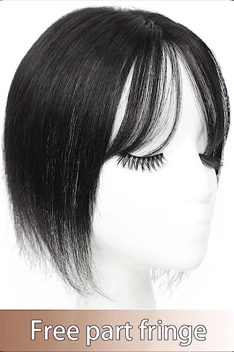 Aria-B Handmade Human Hair Topper with Hair Bangs