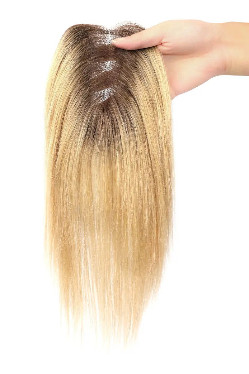 Aria Handmade Human Hair Topper Shaded with Medium Brown #T4/27