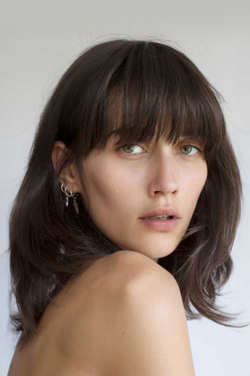 Aria-B Handmade Human Hair Topper with Bangs Dark Brown #2