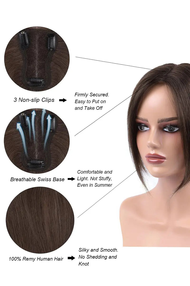 Aria Handmade Human Hair Topper Medium Brown #4