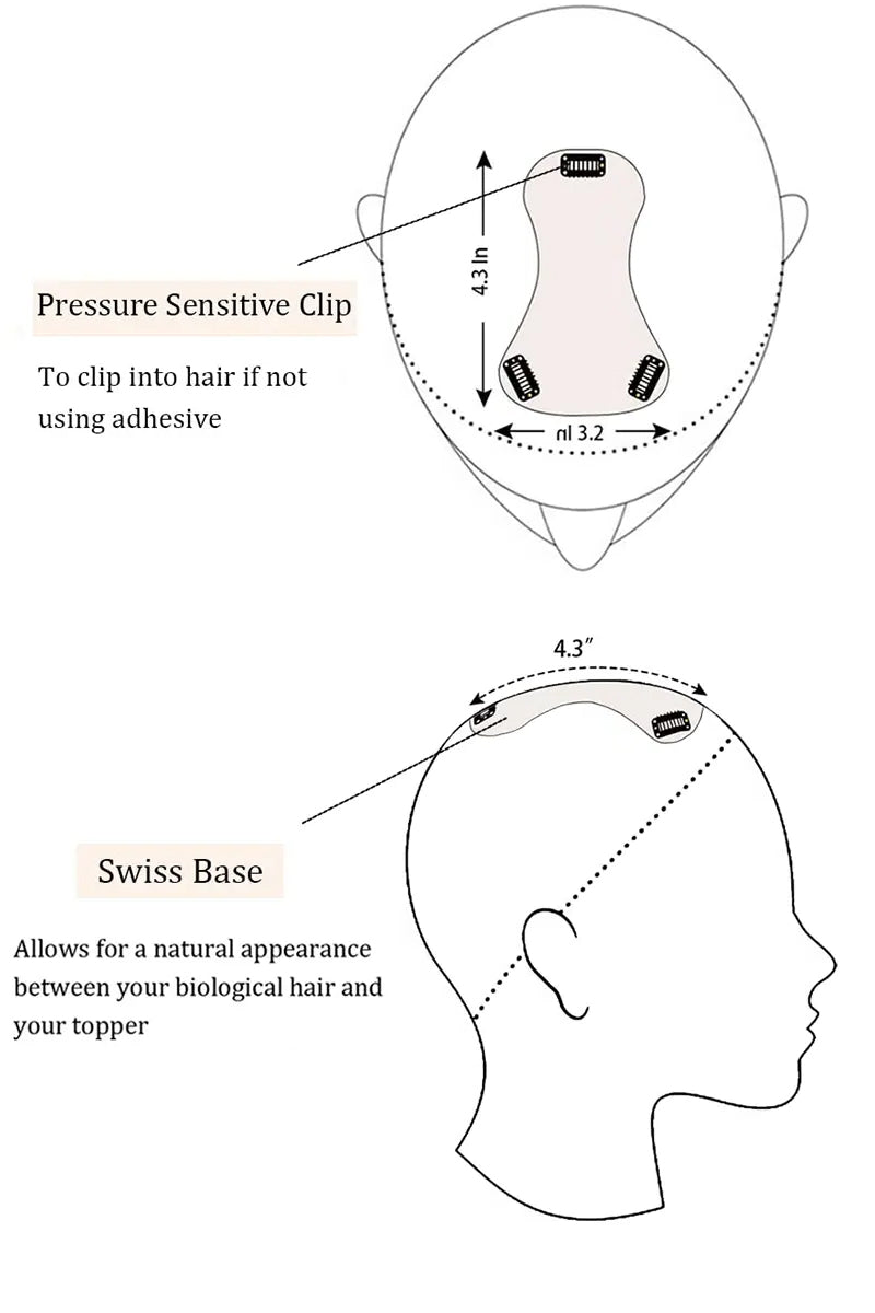 Aria-B Handmade Human Hair Topper with Hair Bangs