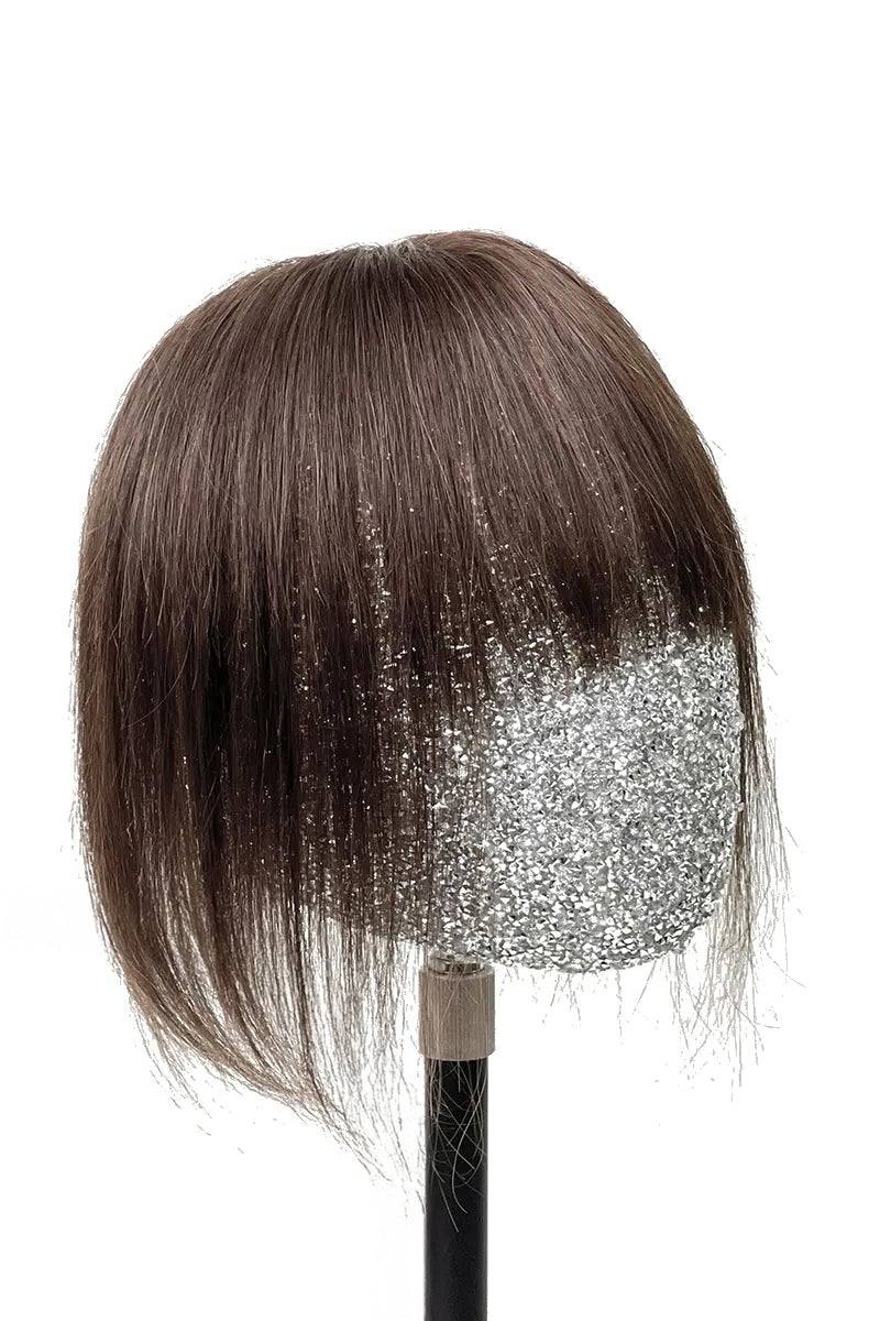 Aria-B Handmade Human Hair Topper with Bangs Medium Brown #4