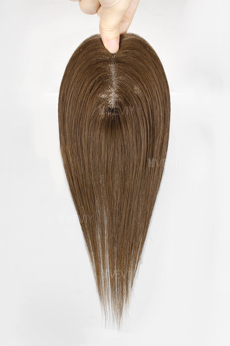 Vera Thin Breathable Lace Human Hair Topper Medium Brown #4