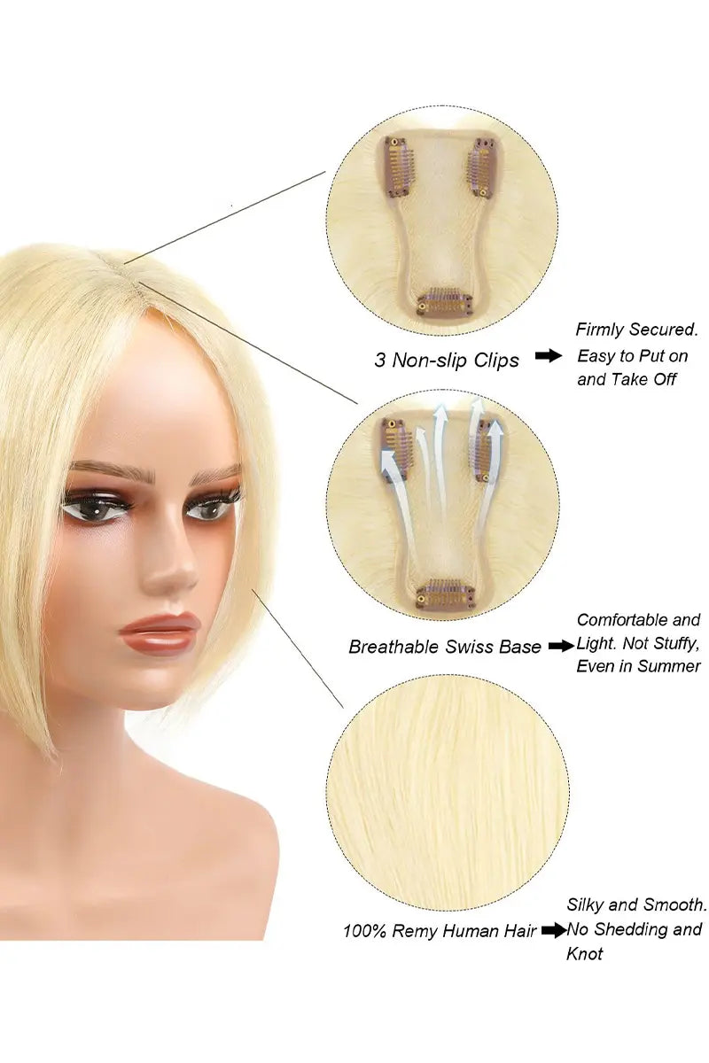 Aria Handmade Human Hair Topper Lightest Blonde #613