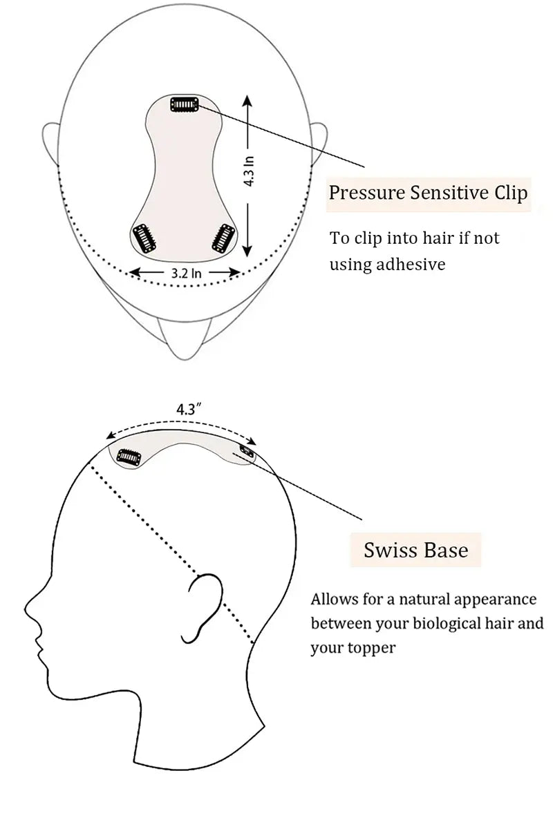 Aria-B Handmade Human Hair Topper with Hair Bangs