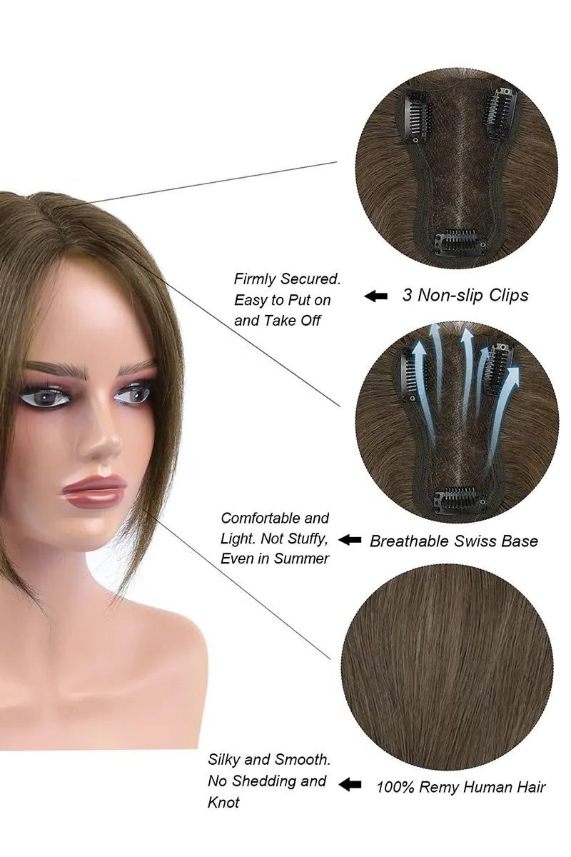 Aria Handmade Human Hair Topper Medium Ash Brown #6