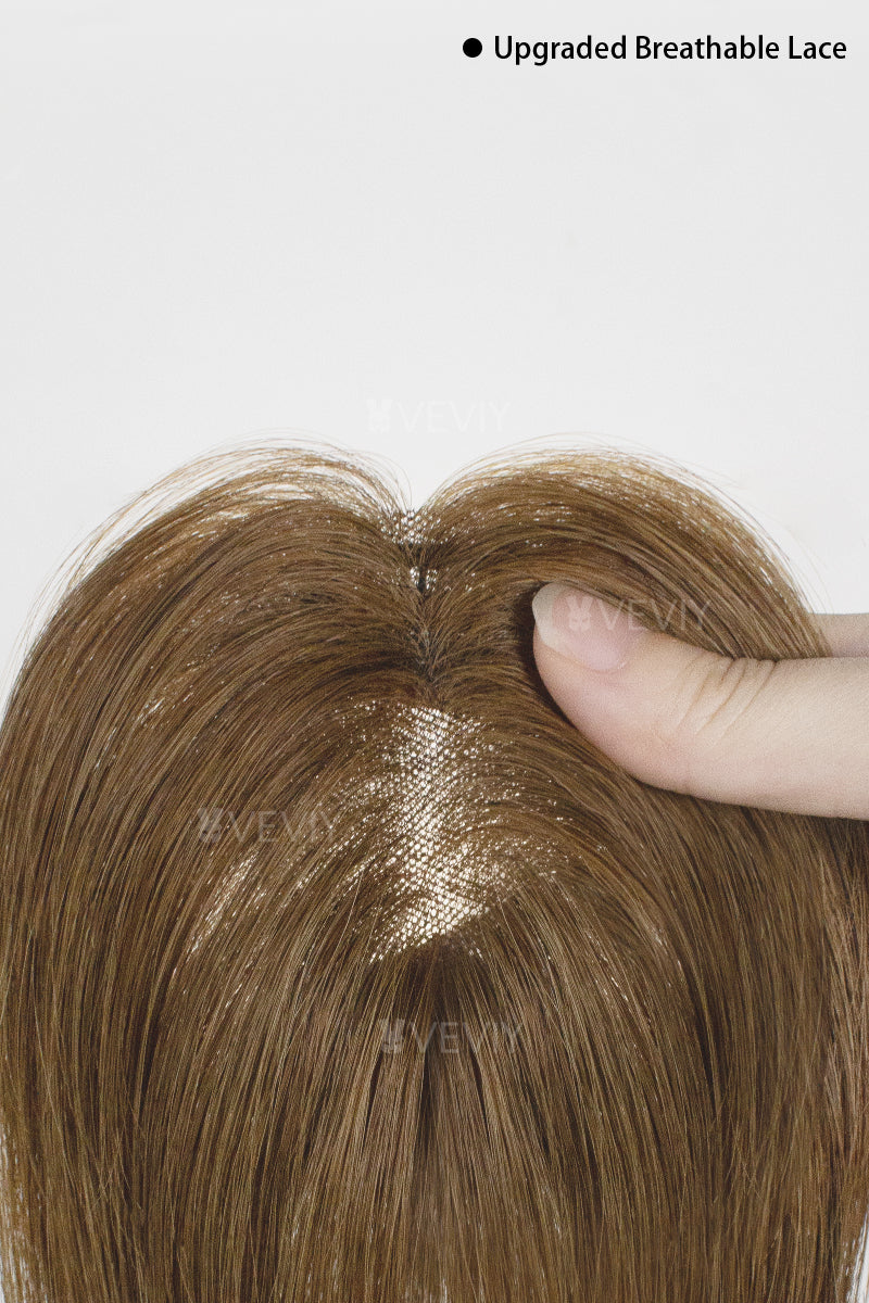 Vera Thin Breathable Lace Human Hair Topper Medium Ash Brown #6