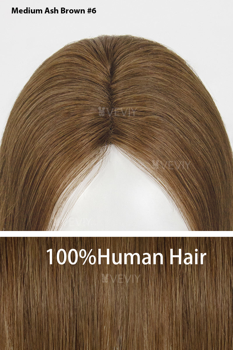 Vera Thin Breathable Lace Human Hair Topper Medium Ash Brown #6