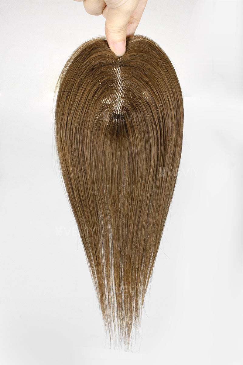 Vera Thin Breathable Lace Human Hair Topper Medium Ash Brown #6