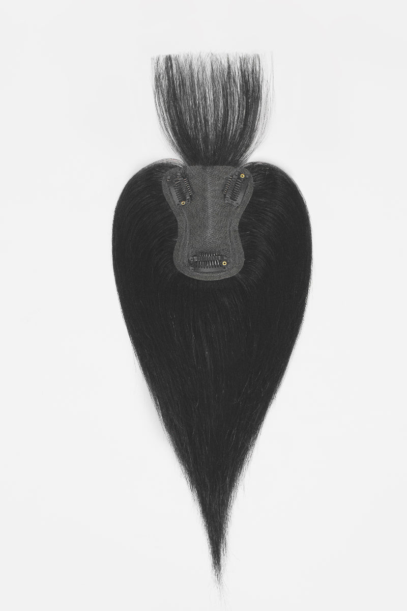 Aria-B Handmade Human Hair Topper with Bangs Dark Black #1