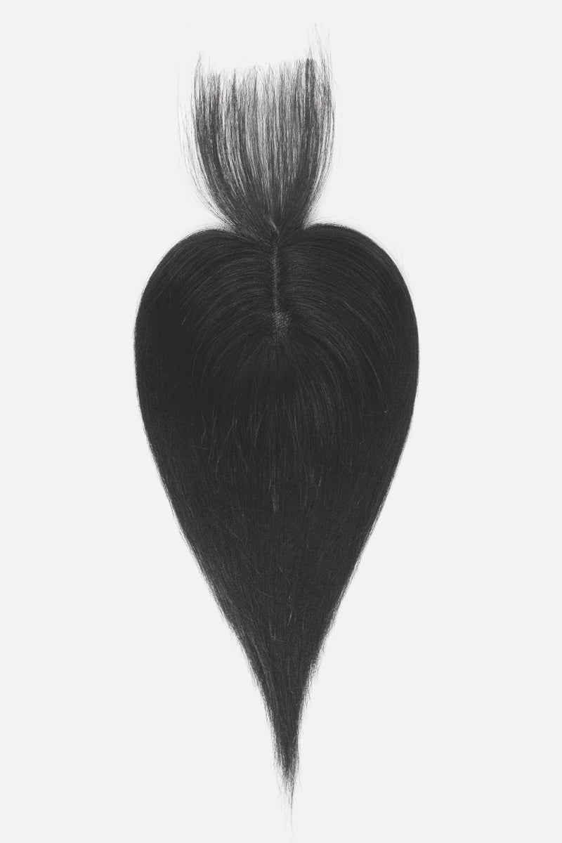 Aria-B Handmade Human Hair Topper with Bangs Dark Black #1