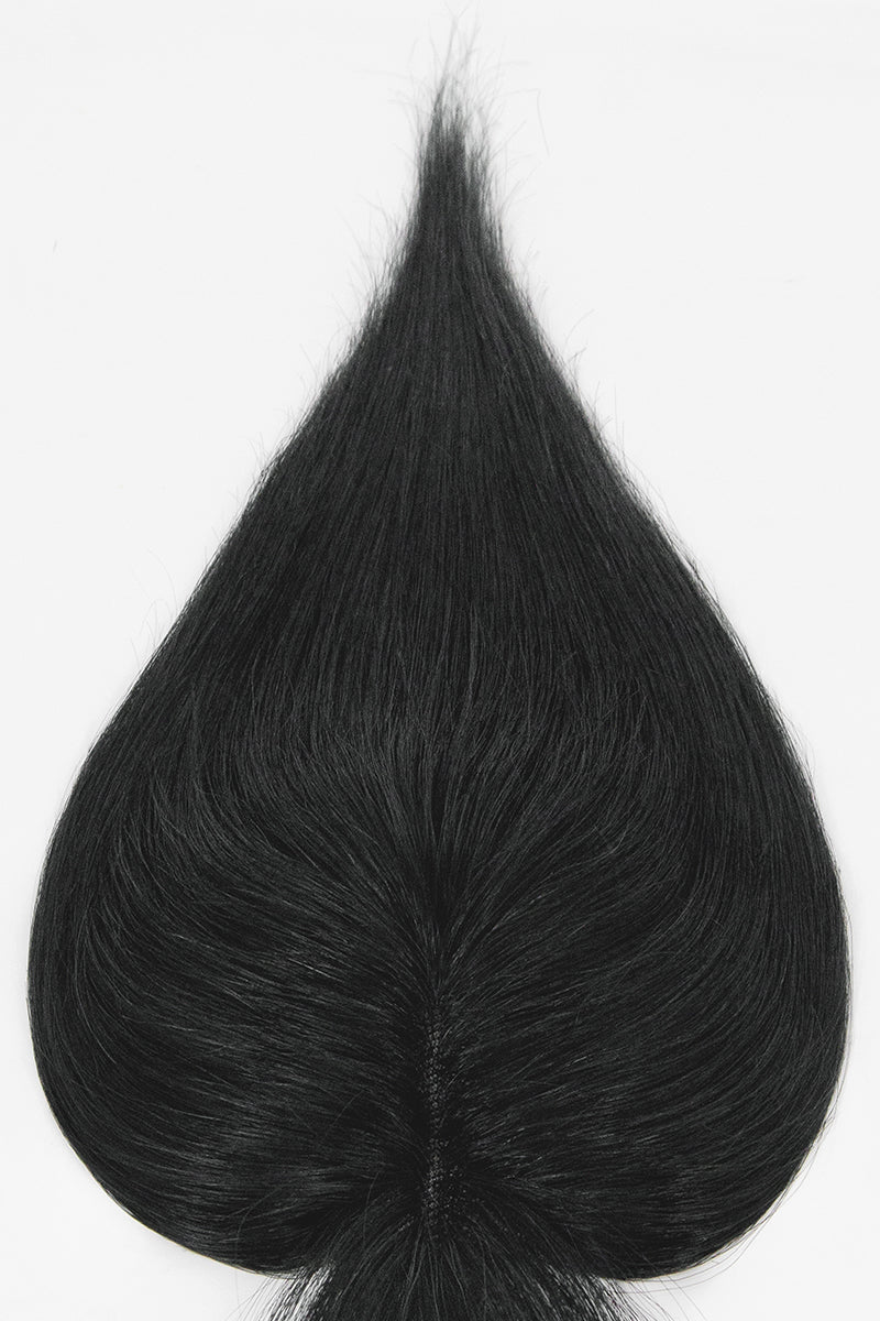 Aria-B Handmade Human Hair Topper with Bangs Dark Black #1