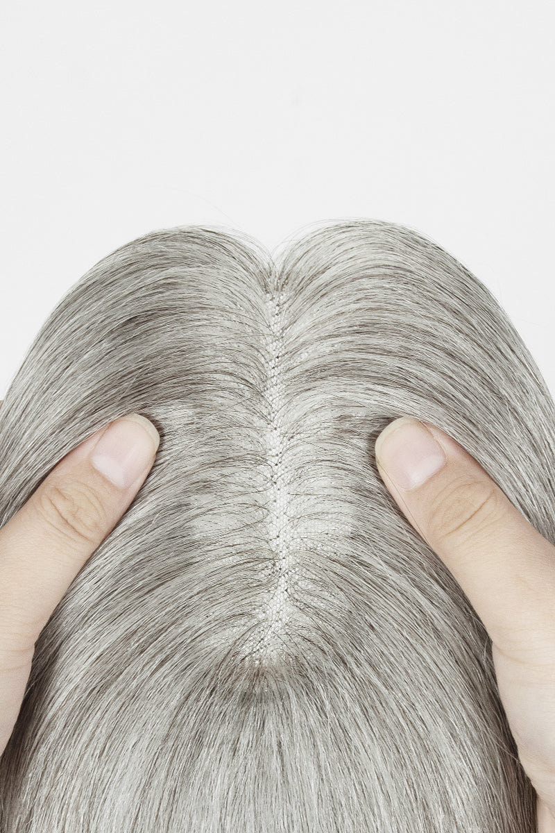 Aria Human Hair Topper Light Grey #1B80