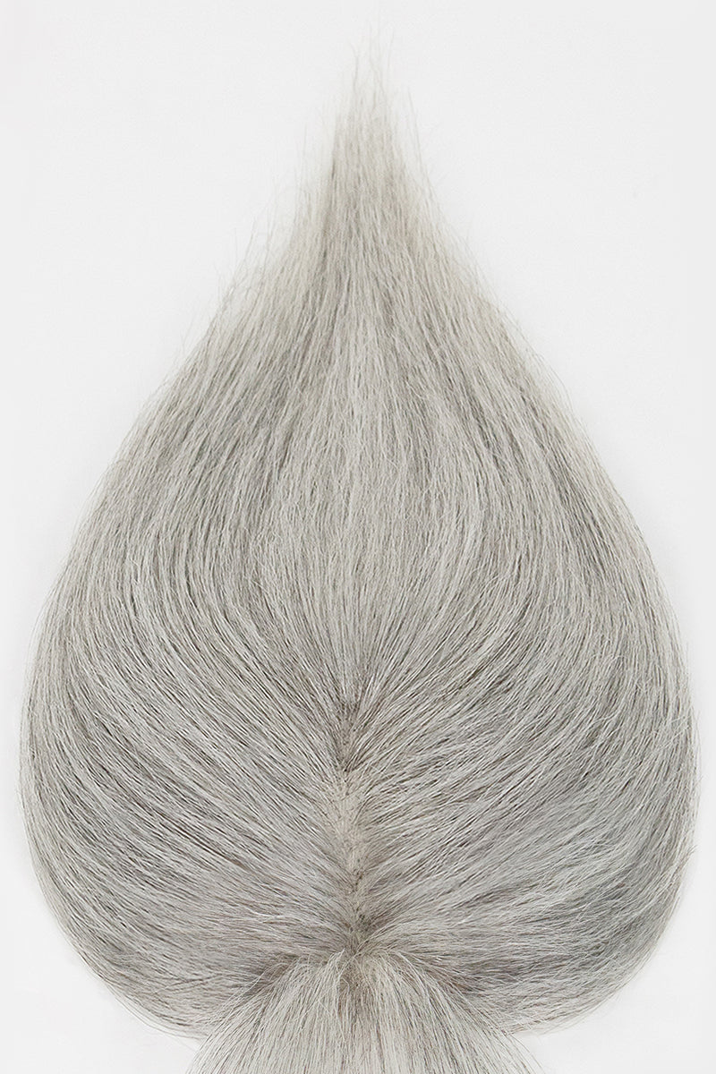 Complément capillaire Aria-B fait main en cheveux humains avec frange, gris clair #1B80