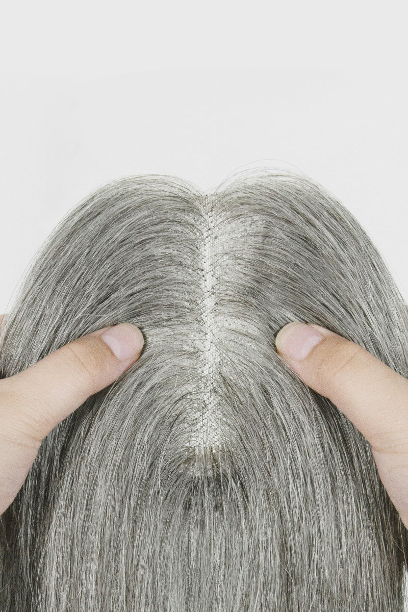 Complément capillaire Aria en cheveux humains gris moyen #1B70