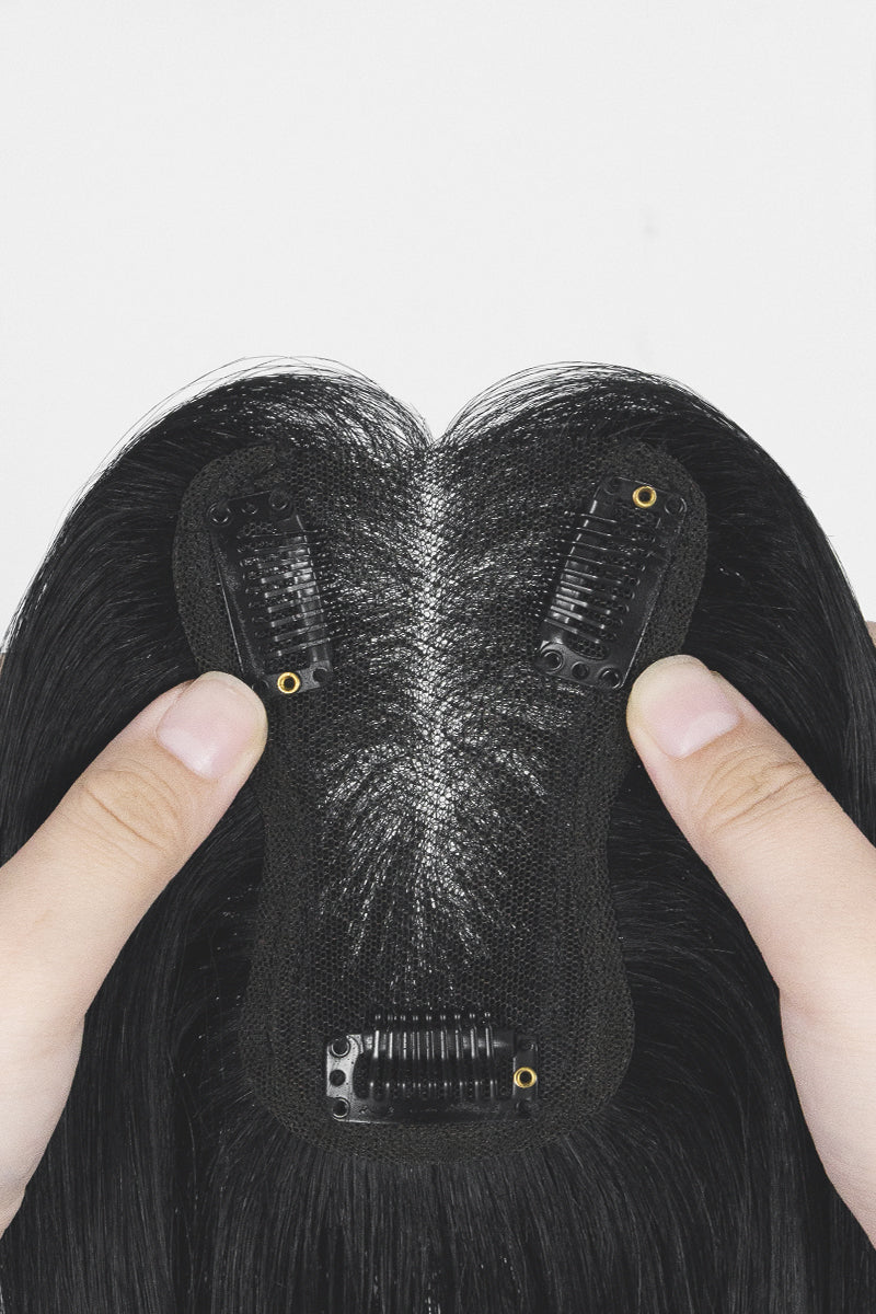 Aria Handmade Human Hair Topper Dark Black #1