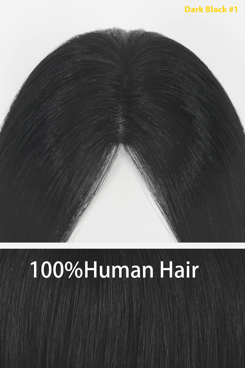 Aria Handmade Human Hair Topper Dark Black #1