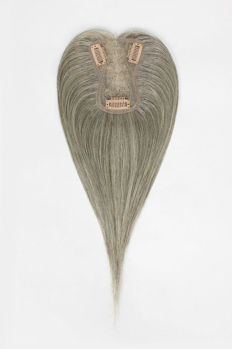 Aria Human Hair Topper Light Brown Grey #LBG1B70