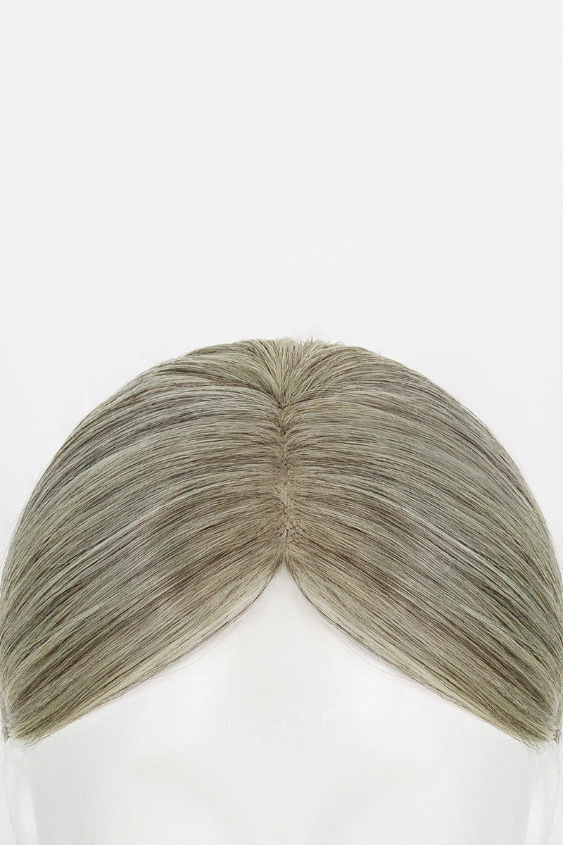 Aria Human Hair Topper Light Brown Grey #LBG1B70