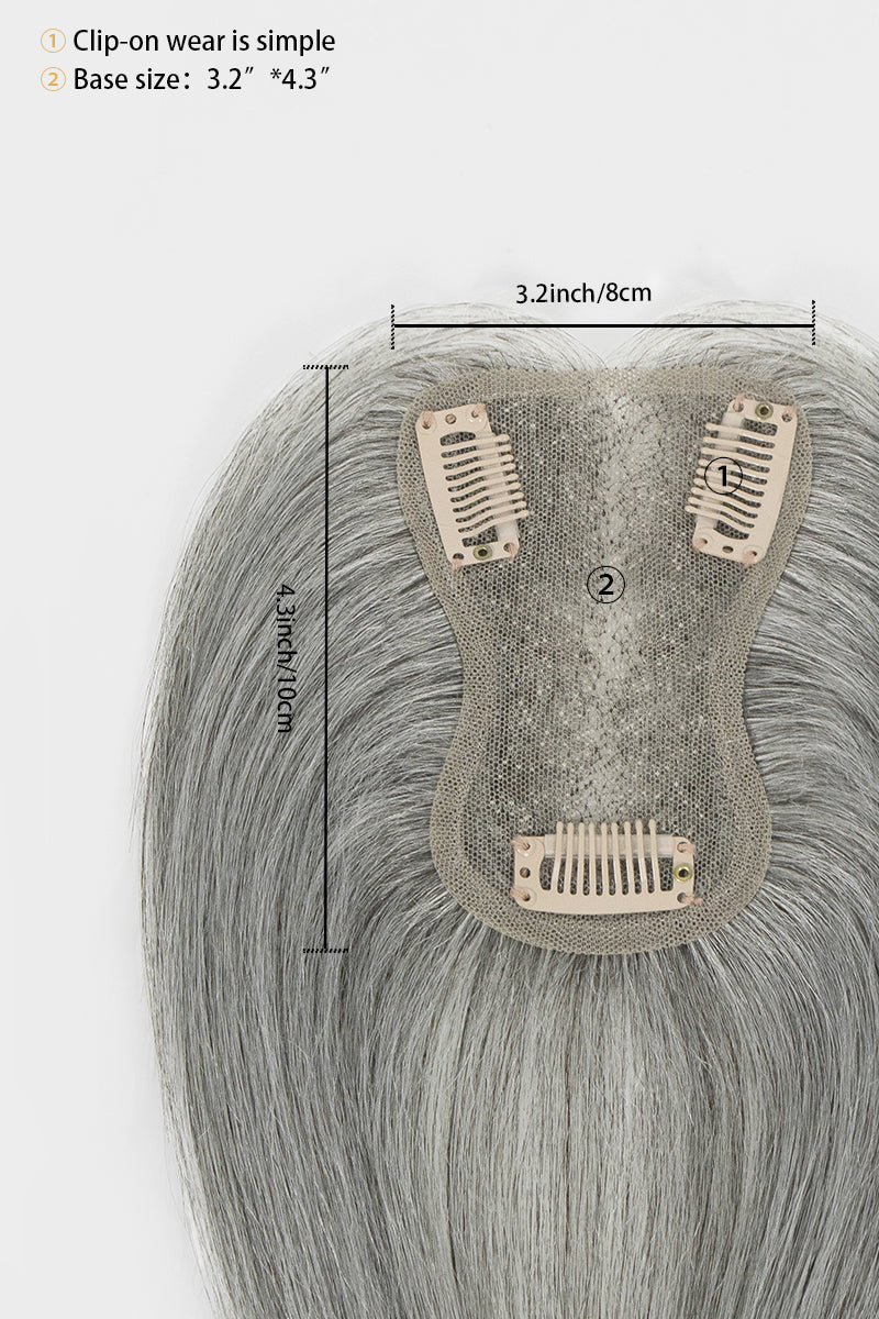 Aria Human Hair Topper Medium Grey #1B70