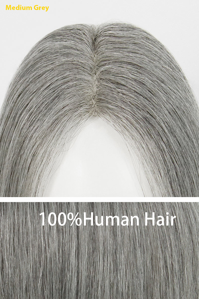 Aria Human Hair Topper Medium Grey #1B70